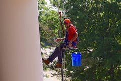 man cleaning windows