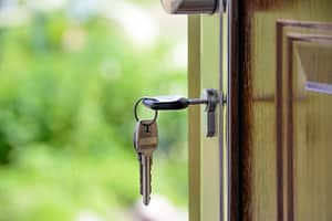 a close up shot of a door with key